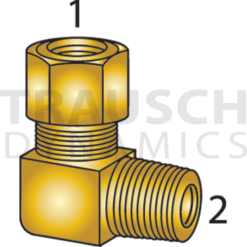 5/16 BRASS COMPRESSION TO 3/8 MALE PIPE (NPT) 90° ELBOW